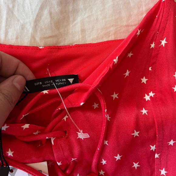 NWT ZARA Red Star Lace-Up Bodysuit S - Picture 12 of 14